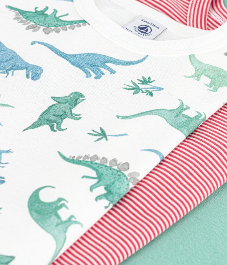 Set di 3 T-shirt bambino a maniche corte in cotone con dinosauri variante 1