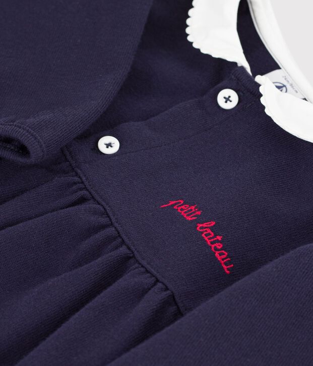 Vestito per neonato in cotone a maniche lunghe con colletto e dettagli ricamati SOIR