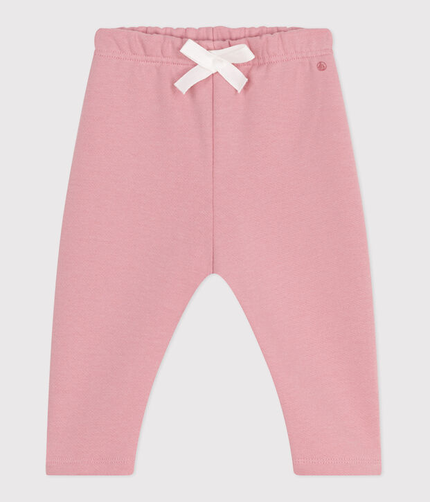 Joggers in cotone tinta unita neonato rosa
