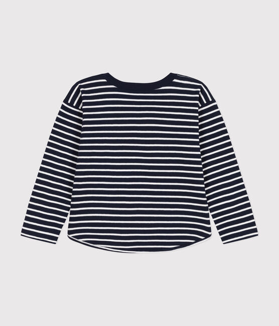 T-shirt a maniche lunghe in tubique bambino blu SMOKING/bianco MARSHMALLOW