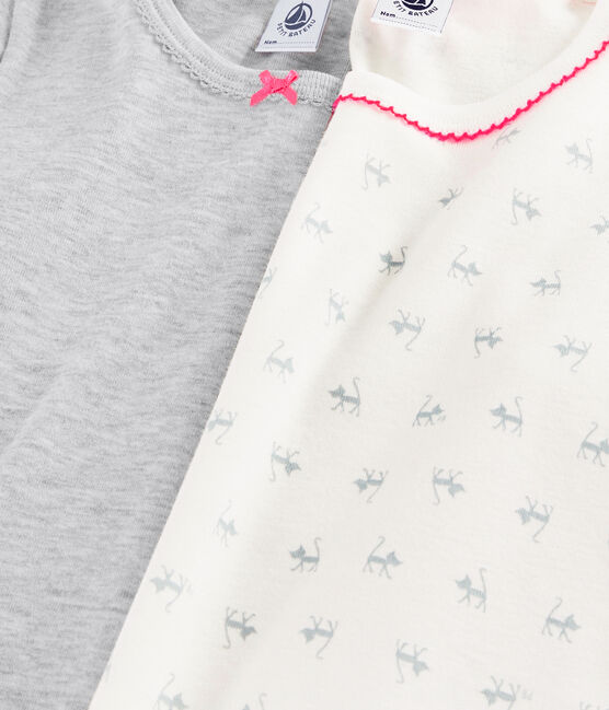 Confezione da 2 t-shirt manica corta fantasia gatto da bambina variante 1