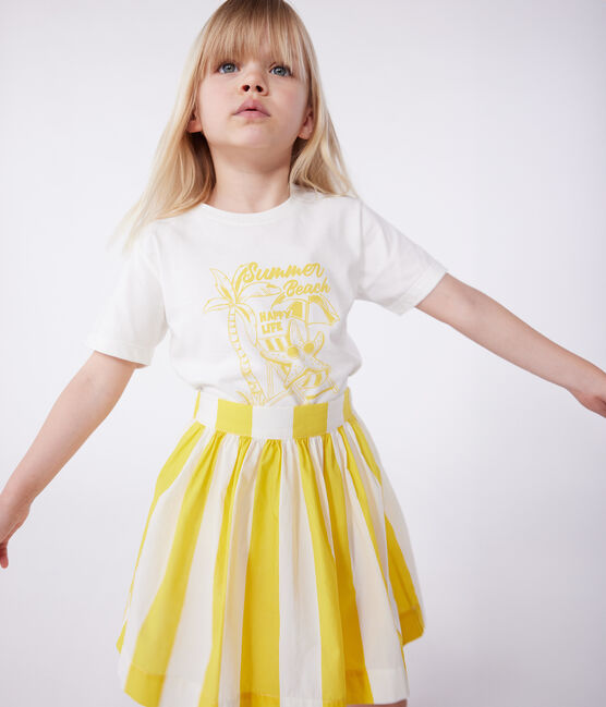 T-shirt a maniche corte in cotone con stampa bambino bianco MARSHMALLOW/ ORGE