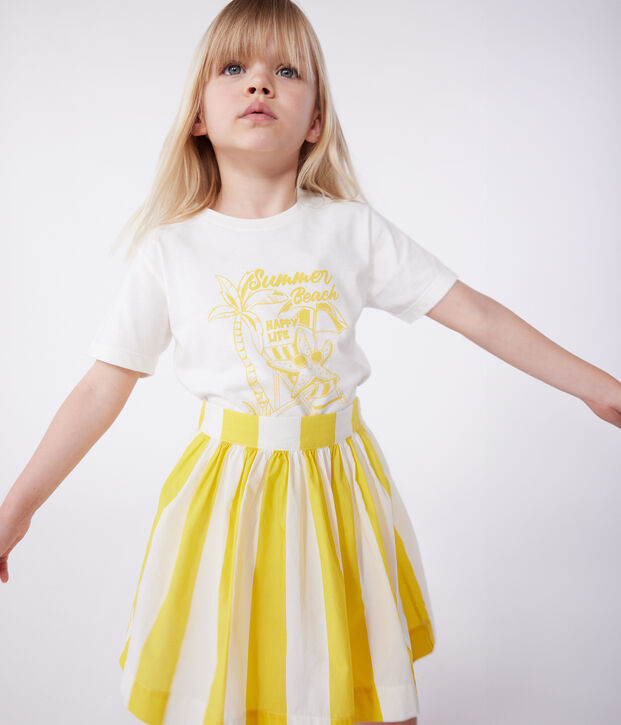 T-shirt a maniche corte in cotone con stampa bambino bianco/giallo