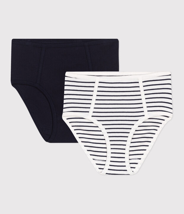 Confezione da 2 slip vita alta in misto cotone ed elastam donna multicolore