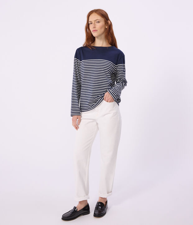 Marini&egrave;re in cotone a righe donna blu/bianco