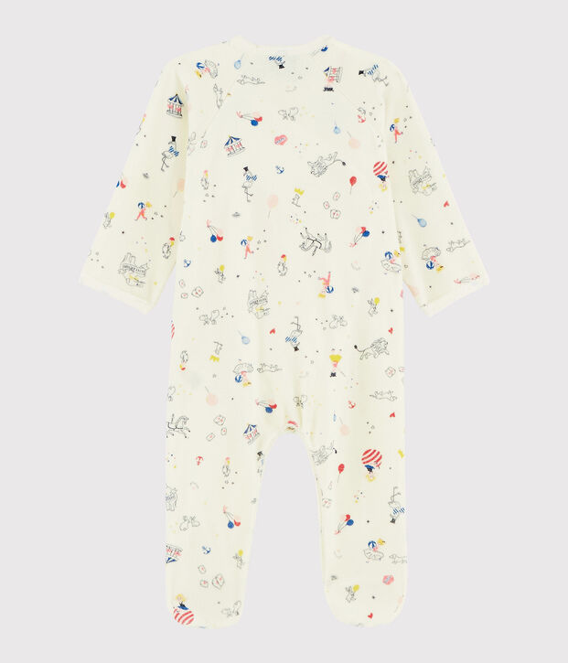 Tutina fantasia beb&egrave; femmina in ciniglia bianco/multicolore