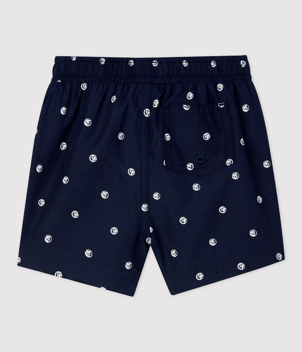 Shorts da mare per beb&egrave; in materiale eco-sostenibile blu/bianco