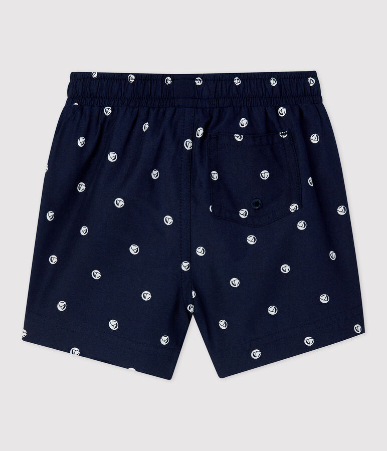 Shorts da mare per beb&egrave; in materiale eco-sostenibile blu/bianco