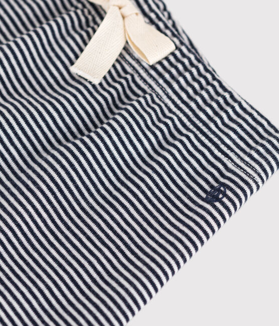 Pantaloni bebè in cotone biologico blu SMOKING/bianco MARSHMALLOW