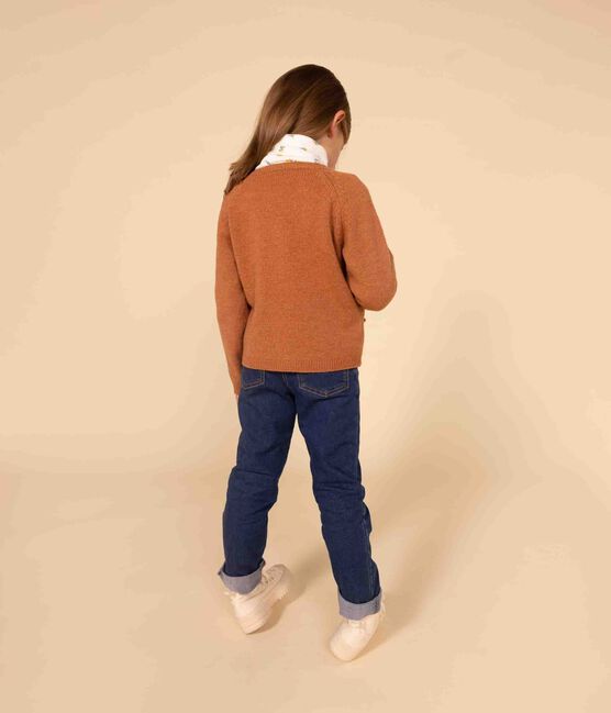 Cardigan in lana bambina marrone ECUREUIL