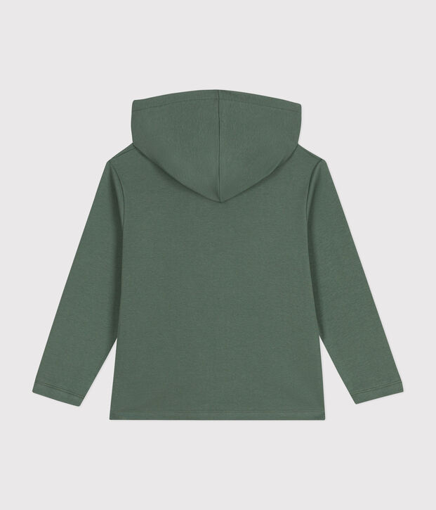 Felpa con zip e cappuccio a costina bambino verde