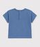 T-shirt a maniche corte in cotone tinta unita con motivo neonato blu
