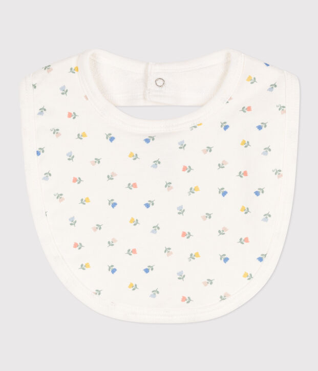 Bavaglino con stampa in cotone bianco/blu
