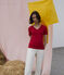 T-shirt L'ICONIQUE scollo a V in cotone donna rosso PEPS