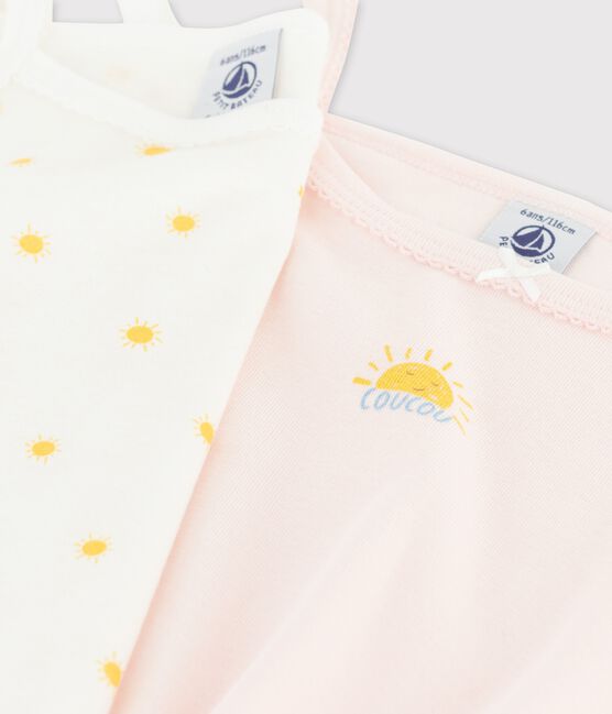 Confezione da 2 canottiere con soli bambina in cotone biologico variante 1