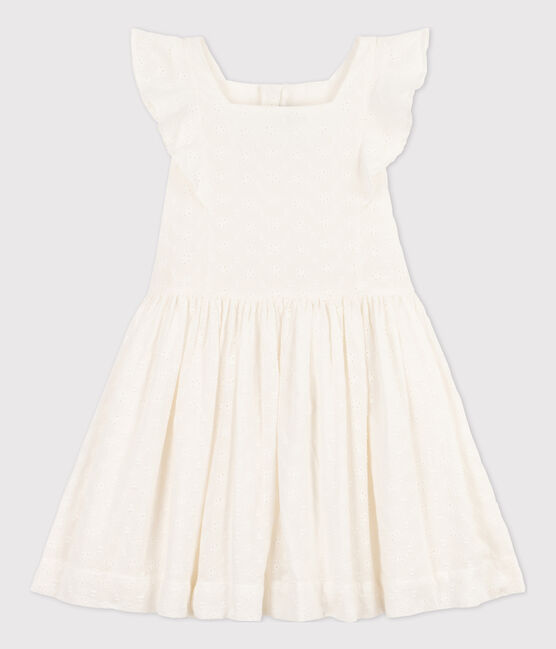 Abito bambina in pizzo sangallo bianco MARSHMALLOW
