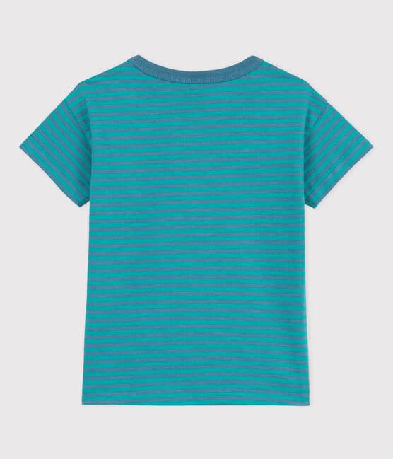 T-shirt a righe in cotone bambino verde LAVIS/blu VERDE