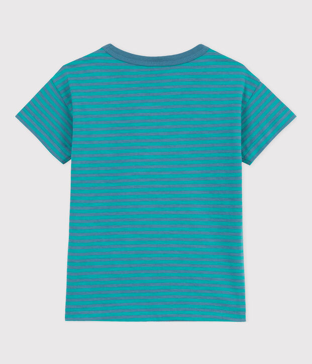 T-shirt a righe in cotone bambino blu/verde