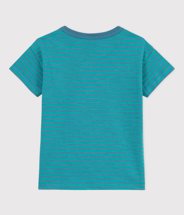 T-shirt a righe in cotone bambino verde LAVIS/blu VERDE