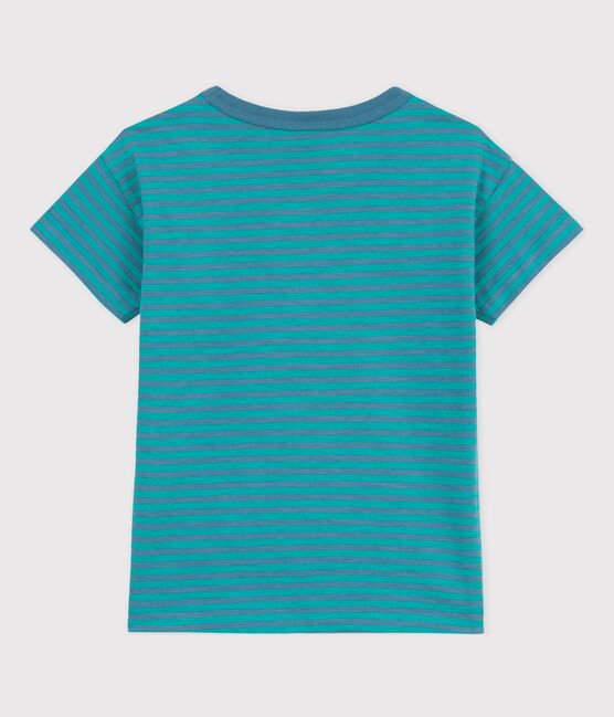 T-shirt a righe in cotone bambino verde LAVIS/blu VERDE