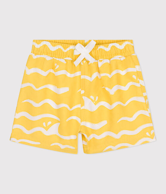 Shorts da bagno con stampa di squalo neonato giallo ORGE/bianco MARSHMALLOW