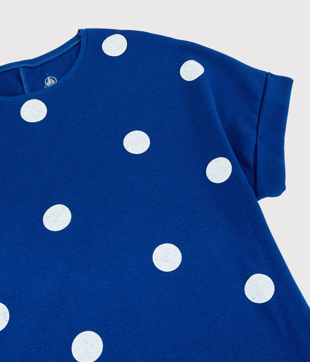 T-shirt in cotone/lino fantasia Donna blu/bianco