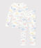 Pigiama aderente bambino in cotone con stampa arcobaleno bianco MARSHMALLOW/bianco MULTICO