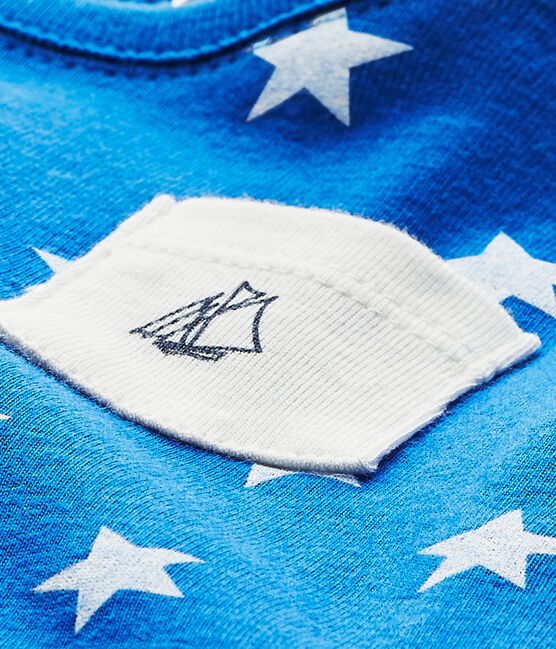 T-shirt bebé bambino stampata blu PERSE/bianco MARSHMALLOW