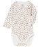 Body nascita manica lunga bebè femmina a costine bianco MARSHMALLOW/rosa CHARME/ MULTICO