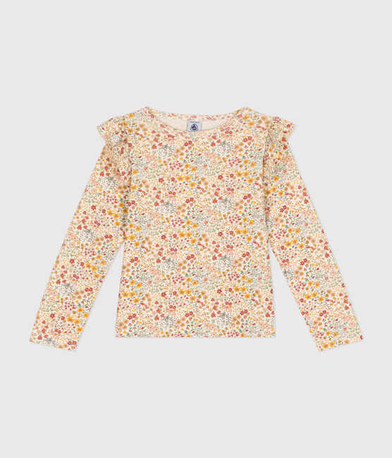 T-shirt a maniche lunghe in tessuto a costine bambina bianco AVALANCHE/ MULTICO