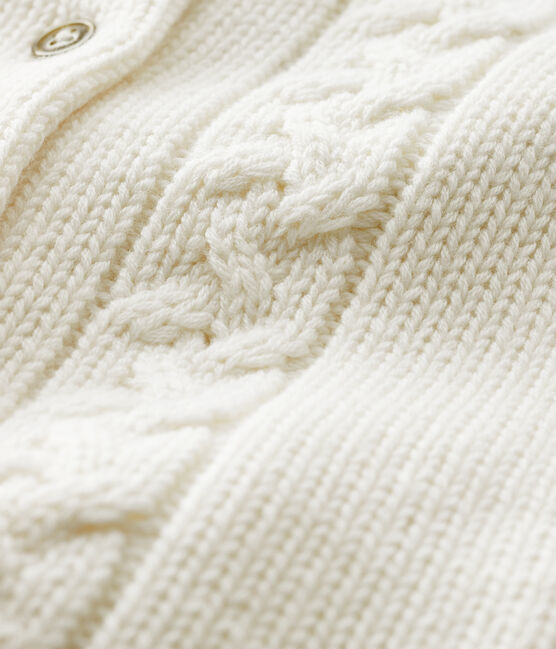 Cardigan lana e cotone bebè bianco MARSHMALLOW