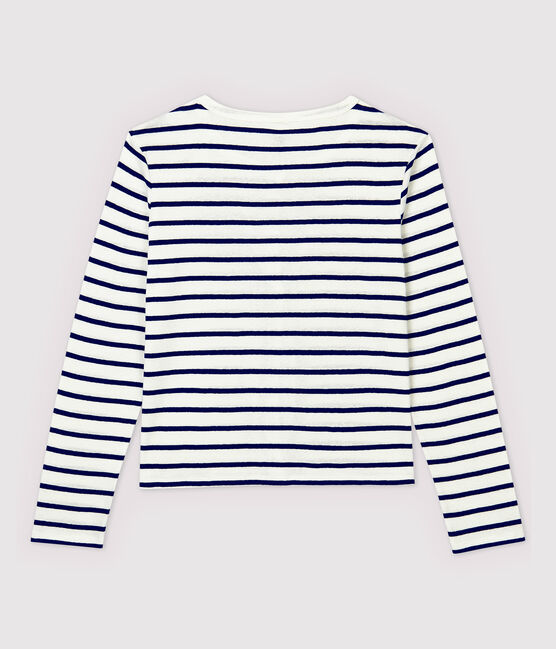 Cardigan in cotone/lino a righe Donna bianco MARSHMALLOW/blu MEDIEVAL