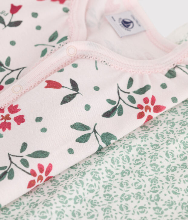 Set di 2 tutine corte in cotone a fiori neonato multicolore