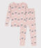 Pigiama bambina in cotone aderente rosa SALINE/bianco MULTICO