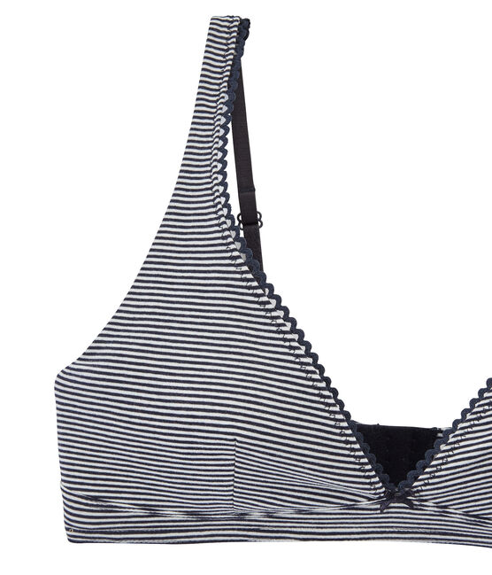 reggiseno in jersey lycra seconda pelle blu ABYSSE/bianco LAIT