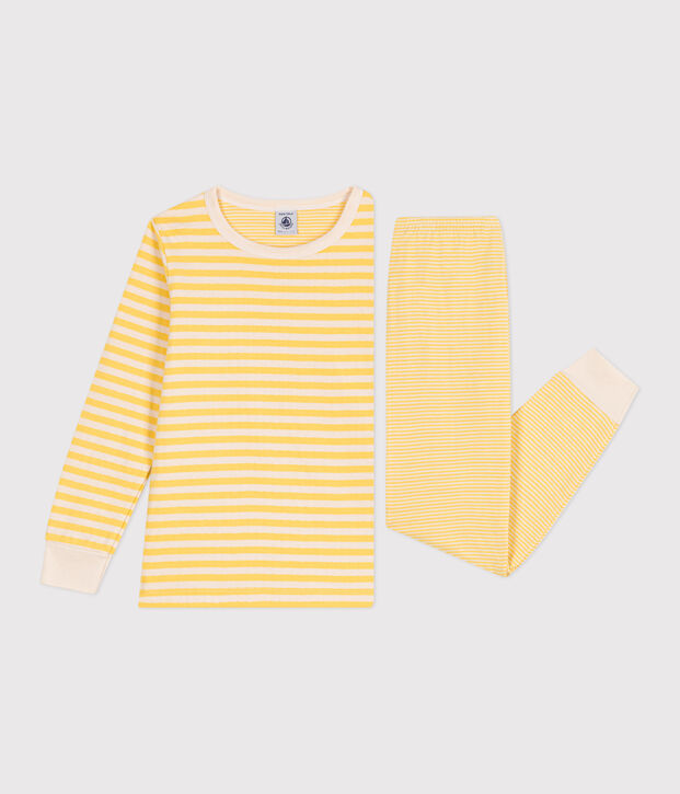 Pigiama in tubique a righe bambino giallo/ecru