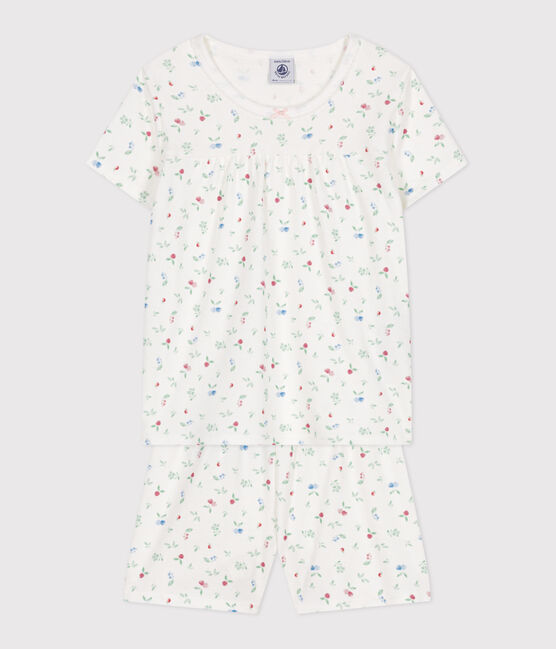 Pigiama corto in cotone con stampa a frutti bambina bianco MARSHMALLOW/bianco MULTICO
