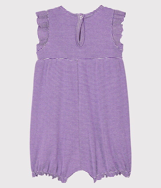 Tutina corta bebè femmina millerighe viola REAL/bianco MARSHMALLOW