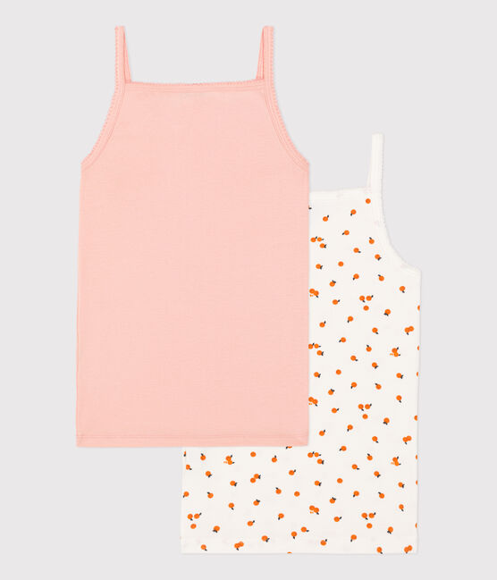 Confezione da 2 canotte con spalline arancioni in cotone bambina variante 1