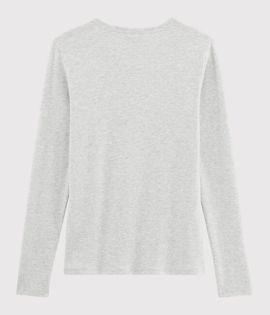 T-shirt scollo a V iconica in cotone Donna grigio BELUGA CHINE