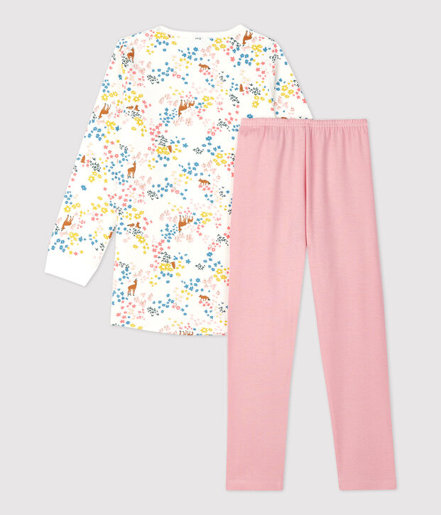 Camicia da notte bambina a fiori in cotone bianco/multicolore