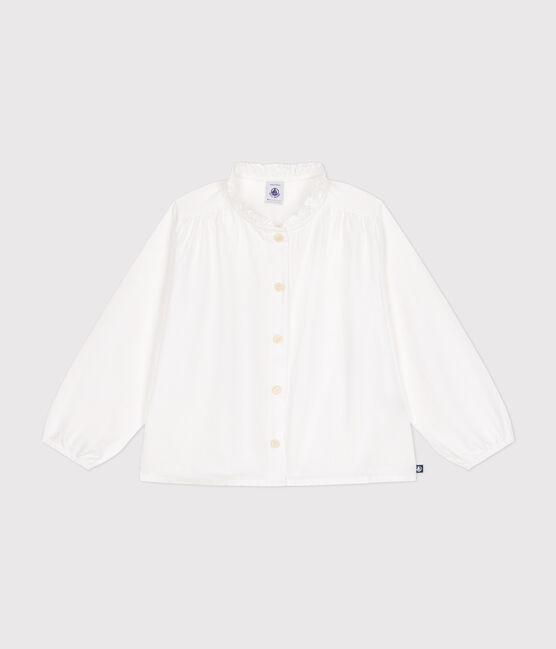 Blusa a maniche lunghe in tela bambina bianco ECUME