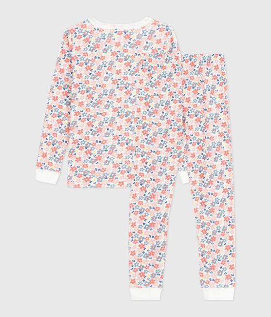 Pigiama con gamba molto aderente in cotone con stampa a fiori bambina bianco MARSHMALLOW/bianco MULTICO