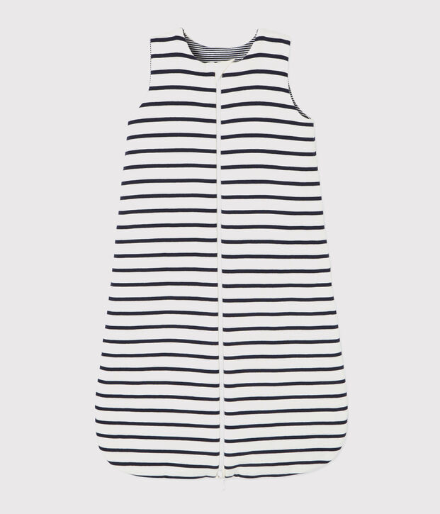 Sacco nanna a righe reversibile beb&egrave; a costine bianco/blu