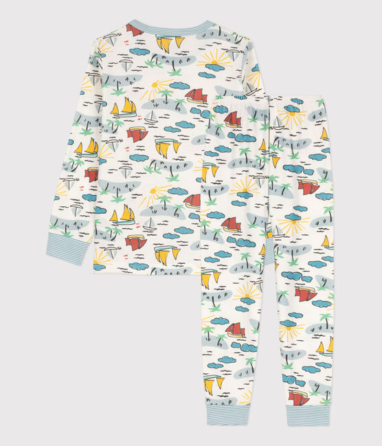 Pigiama esploratore in cotone bambino unisex bianco MARSHMALLOW/bianco MULTICO