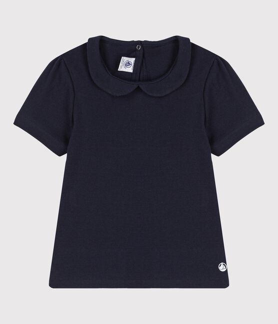 T-shirt a maniche corte in cotone bio bambina blu SMOKING