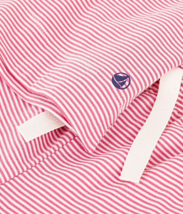 Pigiama a gamba ampia in cotone a righe bambina rosa/bianco