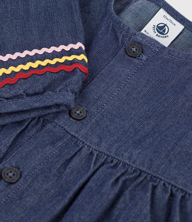 Abito a maniche lunghe in denim neonato blu