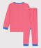 Pigiama bambina/bambino rigato millerighe in cotone biologico rosso PEPS/bianco MARSHMALLOW