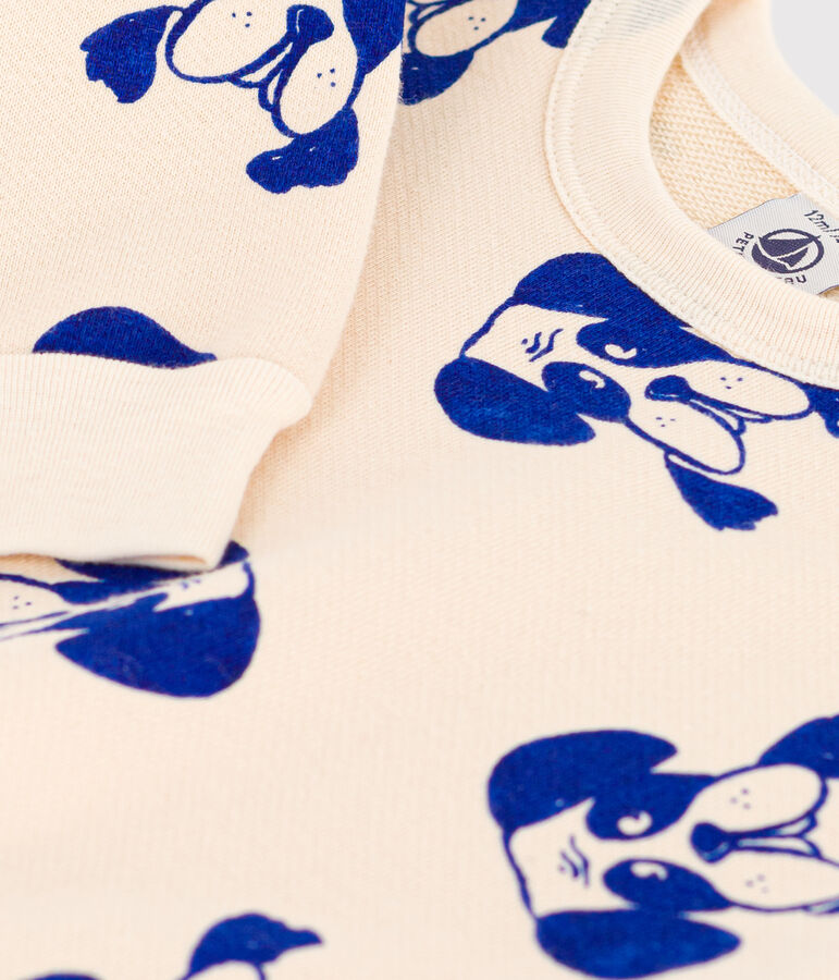 Felpa in tessuto felpato con stampa per beb&egrave; ecru/multicolore